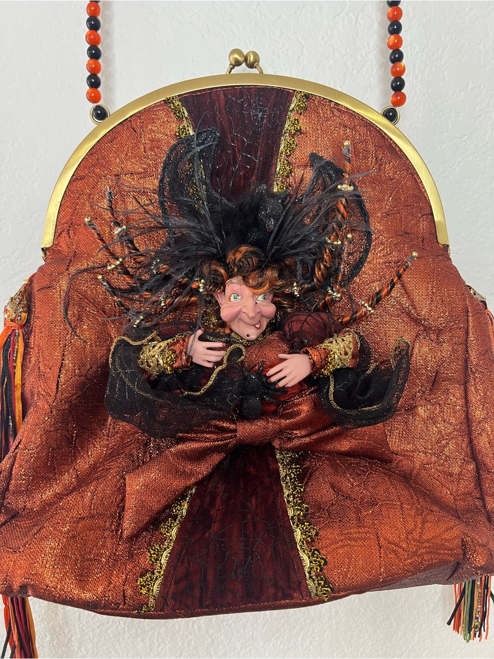 Mark Roberts Pumpkin Spice Witch Purse Limited Edition Halloween 3D Carpet Bag